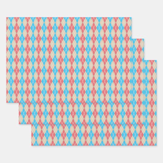 Argyle-strandcadeauverpakkingsset Inpakpapier Vel (Set)