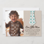 Argyle Stropdas Little Man Photo Birthday Invitati Kaart (Voorkant)