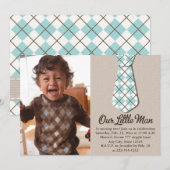 Argyle Stropdas Little Man Photo Birthday Invitati Kaart (Voorkant / Achterkant)