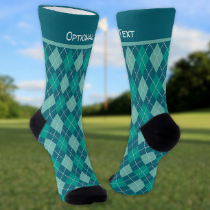 Argyle Turquoise Ruitpatroon - voeg naam of tekst  Sokken