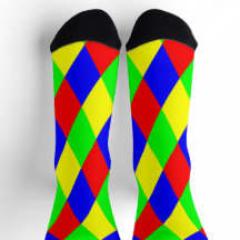 Argyle Type Groene Rode en Gele Sokken