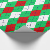 Argyle XL Emerald Green Navy Blue Red Wht Cadeaupapier (Hoek)