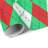Argyle XL Emerald Green Navy Blue Red Wht Cadeaupapier (Rol Hoek)