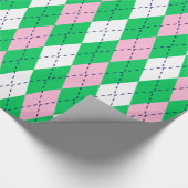 Argyle XL Emerald Green Navy Blue Wht Cadeaupapier (Hoek)