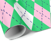Argyle XL Emerald Green Navy Blue Wht Cadeaupapier (Rol Hoek)