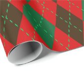 Argyle XL Red Forest Emerald Green Cadeaupapier (Rol Hoek)