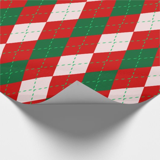 Argyle XL Red Forest Emerald Green Cadeaupapier (Hoek)