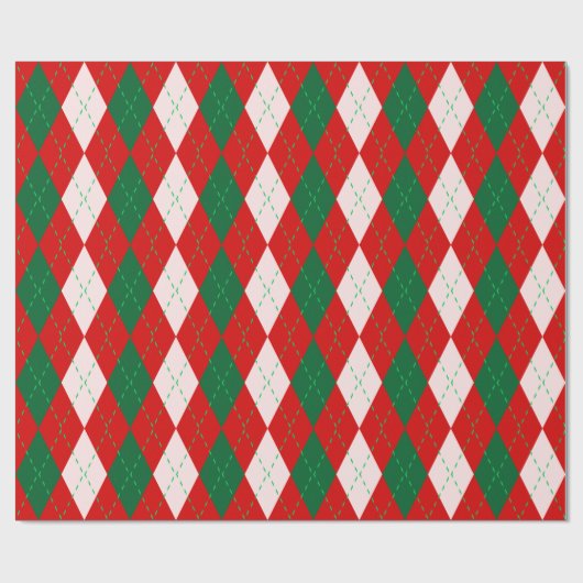 Argyle XL Red Forest Emerald Green Cadeaupapier (Vlak)