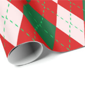 Argyle XL Red Forest Emerald Green Cadeaupapier (Rol Hoek)