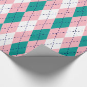 Argyle XL Roze Marineblauw Wit Cadeaupapier (Hoek)