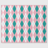 Argyle XL Roze Marineblauw Wit Cadeaupapier (Vlak)