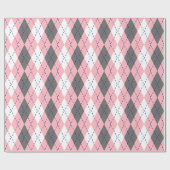 Argyle XL Roze Marineblauw Wit Cadeaupapier (Vlak)