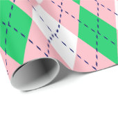 Argyle XL Roze Navy Groen Wht Cadeaupapier (Rol Hoek)