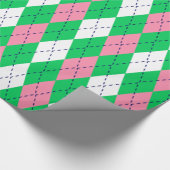 Argyle XL Smaragdgroen Marineblauw Wit Cadeaupapier (Hoek)