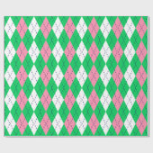 Argyle XL Smaragdgroen Marineblauw Wit Cadeaupapier (Vlak)