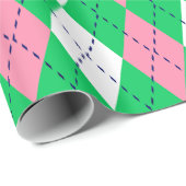 Argyle XL Smaragdgroen Marineblauw Wit Cadeaupapier (Rol Hoek)