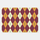 Argyle Yellow Oranje Green Merry-kerstcadeau Inpakpapier Vel (Voorkant 3)
