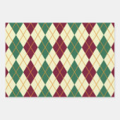 Argyle Yellow Oranje Green Merry-kerstcadeau Inpakpapier Vel (Voorkant 2)