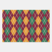 Argyle Yellow Oranje Green Merry-kerstcadeau Inpakpapier Vel (Voorkant)