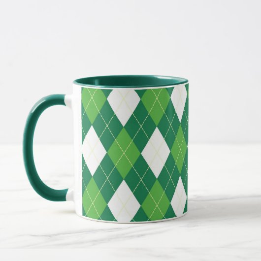 Argylepatroon, groen en wit mok (Links)