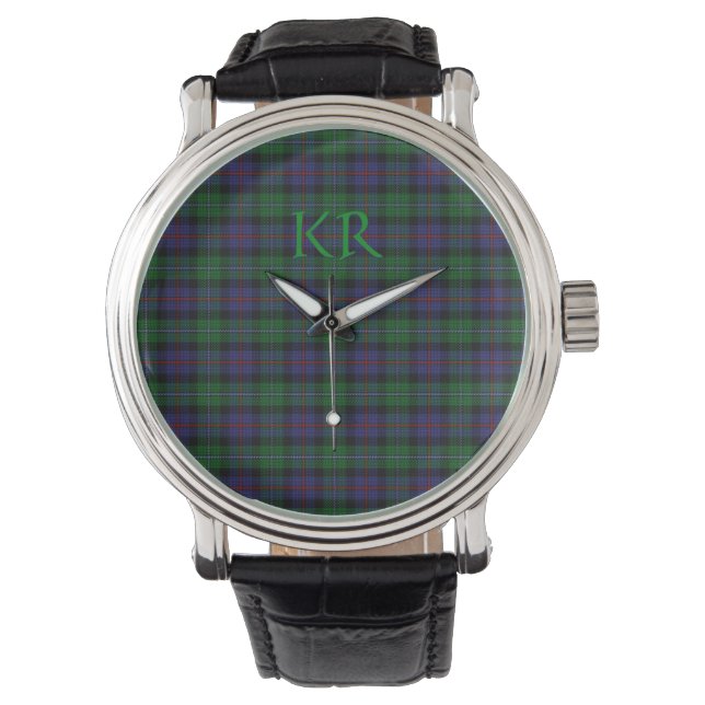 Argyll District Tartan met monogram/initialen Horloge (Voorkant)
