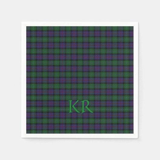 Argyll District Tartan met monogram/initialen Servet (Voorkant)