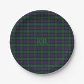 Argyll District Tartan met monogram / naam Papieren Bordje (Voorkant)