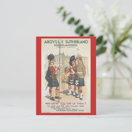 Argyll en Sutherland Highlanders Briefkaart (Staand voorkant)