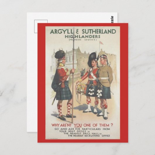 Argyll en Sutherland Highlanders Briefkaart (Voorkant / Achterkant)