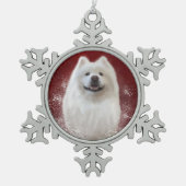 Ari de Samojeed Tin Sneeuwvlok Ornament (Voorkant)