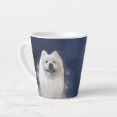 Ari het Samojeed collectie BLAUW Latte Mok (Linkerhoek)