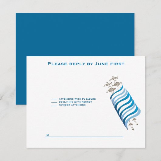 Ari Yonatan Torah Bar Mitzvah Uitnodiging RSVP (Voorkant / Achterkant)