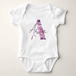 Aria Baby Naam Bloemschrift  Roze Bloem Romper