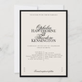 Aria | Black and Beige Minimal Classic Wedding  Kaart (Voorkant)