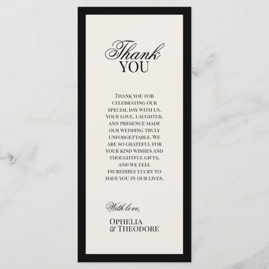 Aria | Black and Beige Minimal Classic Wedding  Menu (Achterkant)