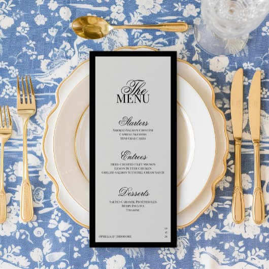 Aria | Black and Beige Minimal Classic Wedding Menu