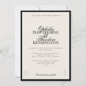 Aria | Black and Beige Minimal Elegant Wedding  Kaart (Voorkant)