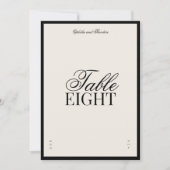 Aria | Black Beige Elegant Wedding Table Number Kaart (Voorkant)