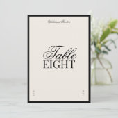 Aria | Black Beige Elegant Wedding Table Number Kaart (Staand voorkant)
