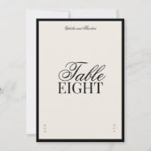 Aria | Black Beige Elegant Wedding Table Number Kaart (Achterkant)