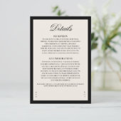 Aria | Black Beige Wedding Details Enclosure Card Informatiekaartje (Staand voorkant)