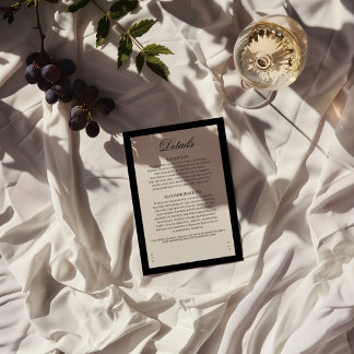 Aria | Black Beige Wedding Details Enclosure Card Informatiekaartje