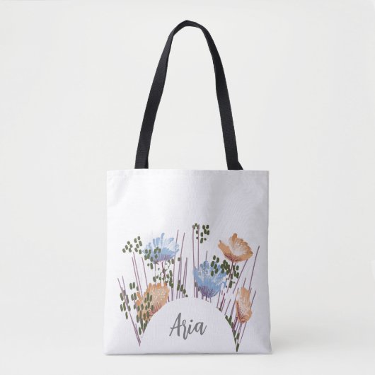 Aria bloemenmonogram tote bag (Voorkant)