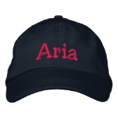 Aria geborduurd Baseball Pet Navy Hot Pink (Voorkant)
