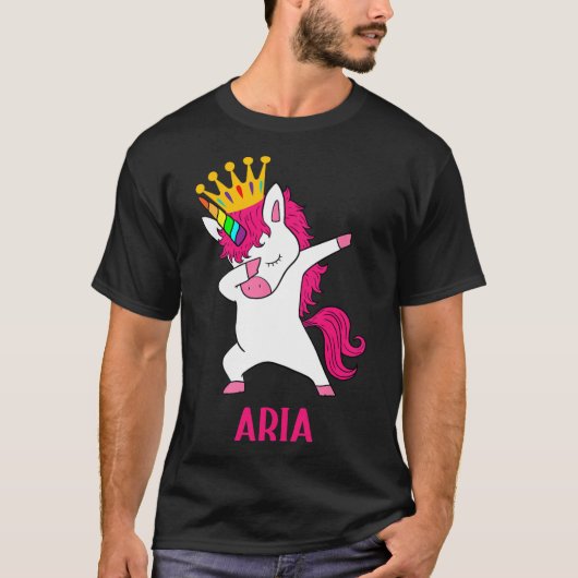 ARIA gepersonaliseerde dabbing eenhoorn koningin T-shirt (Voorkant)