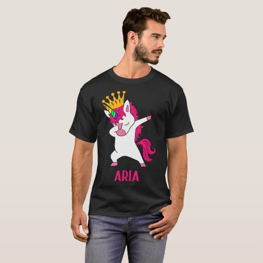 ARIA gepersonaliseerde dabbing eenhoorn koningin T-shirt (Voorkant volledig)