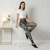 Aria Grace Blauwgroen Chrysanthemum Paisley Herita Leggings