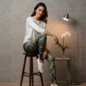 Aria Grace Blauwgroen Chrysanthemum Paisley Herita Leggings
