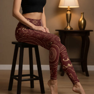 Aria Grace Crimson Lotus Mandala Latijns Erfgoed Leggings
