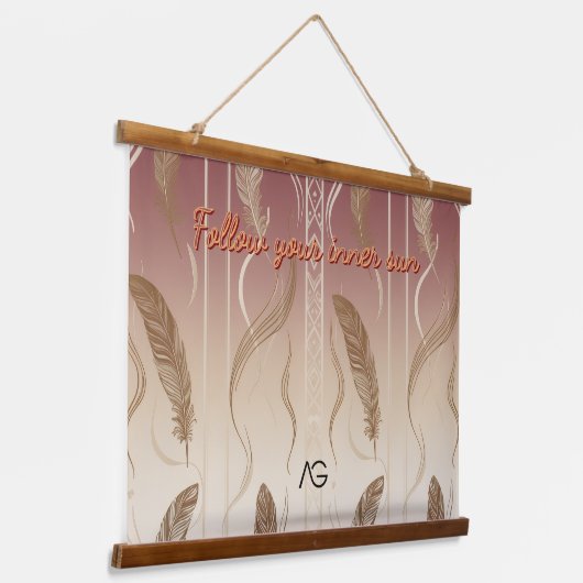 Aria Grace Desert Feather Minimal Folk Pattern Hangend Wandkleed (Gebogen)